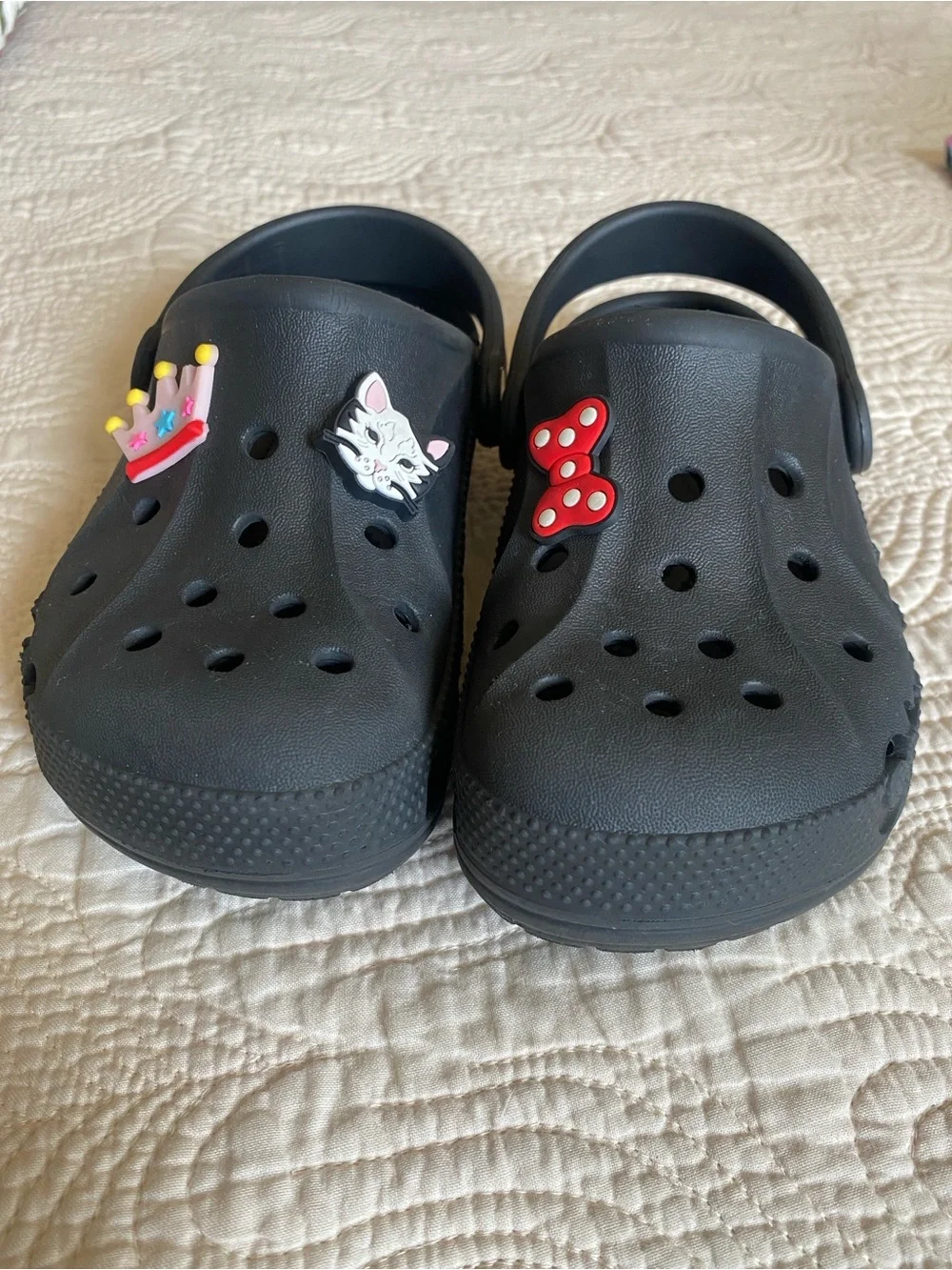 CROCS Kids Black Clogs with Colorful Decorative Charms
